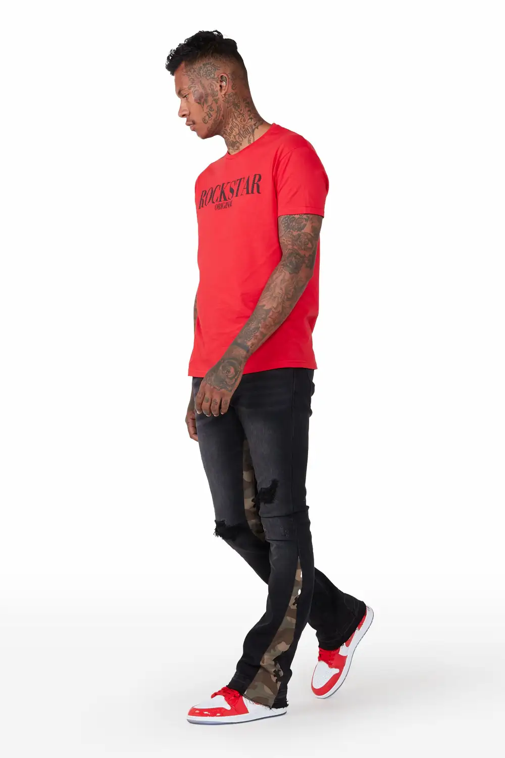 Marlon Black Stacked Flare Jean