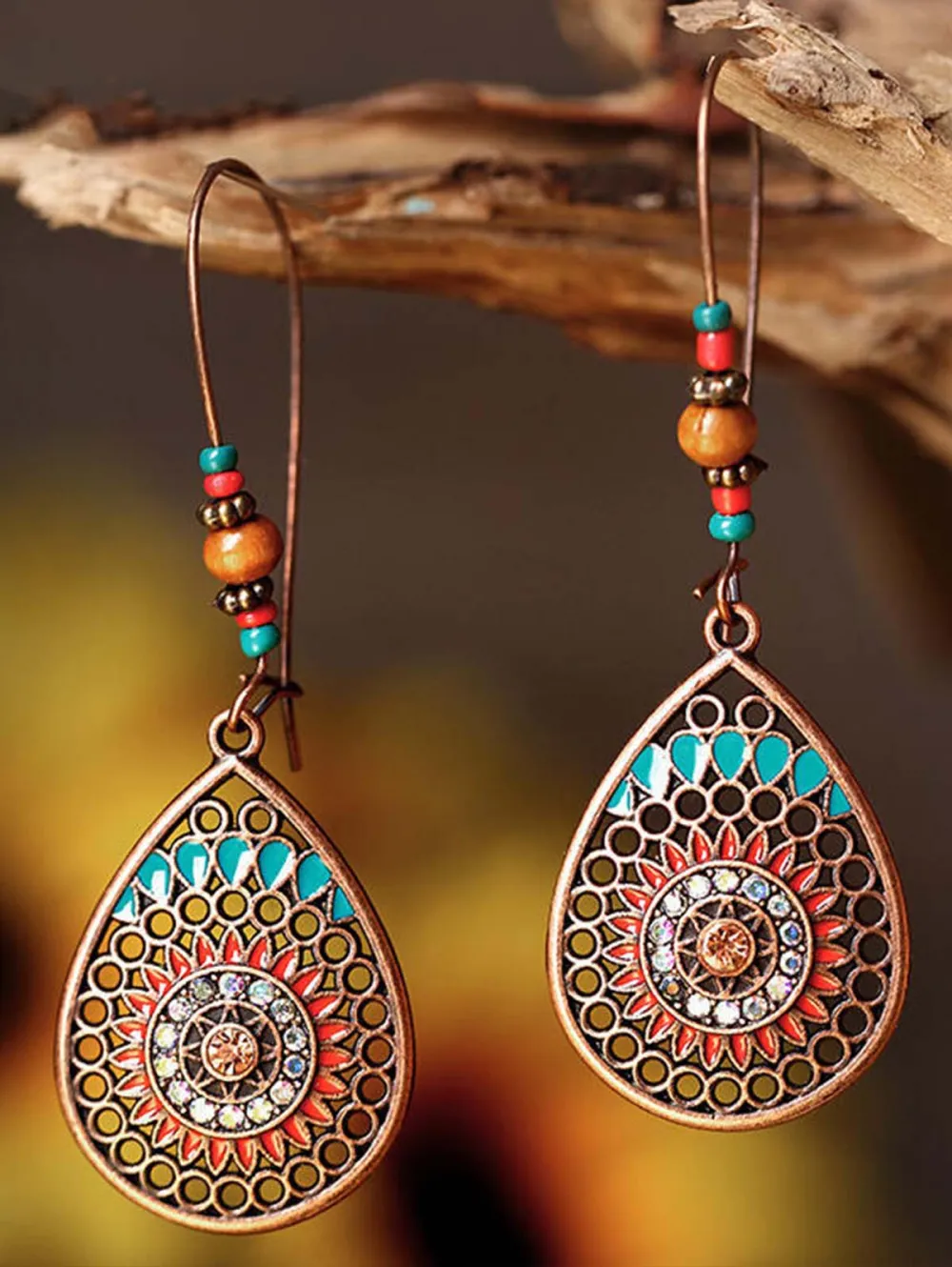 Boho Water Drop Shape Beaded Dangle Earrings
