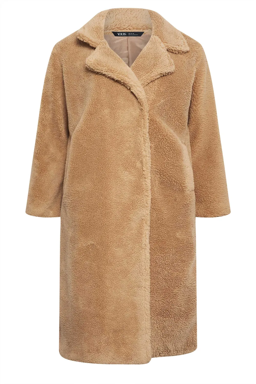 YOURS Curve White & Black Check Teddy Maxi Coat