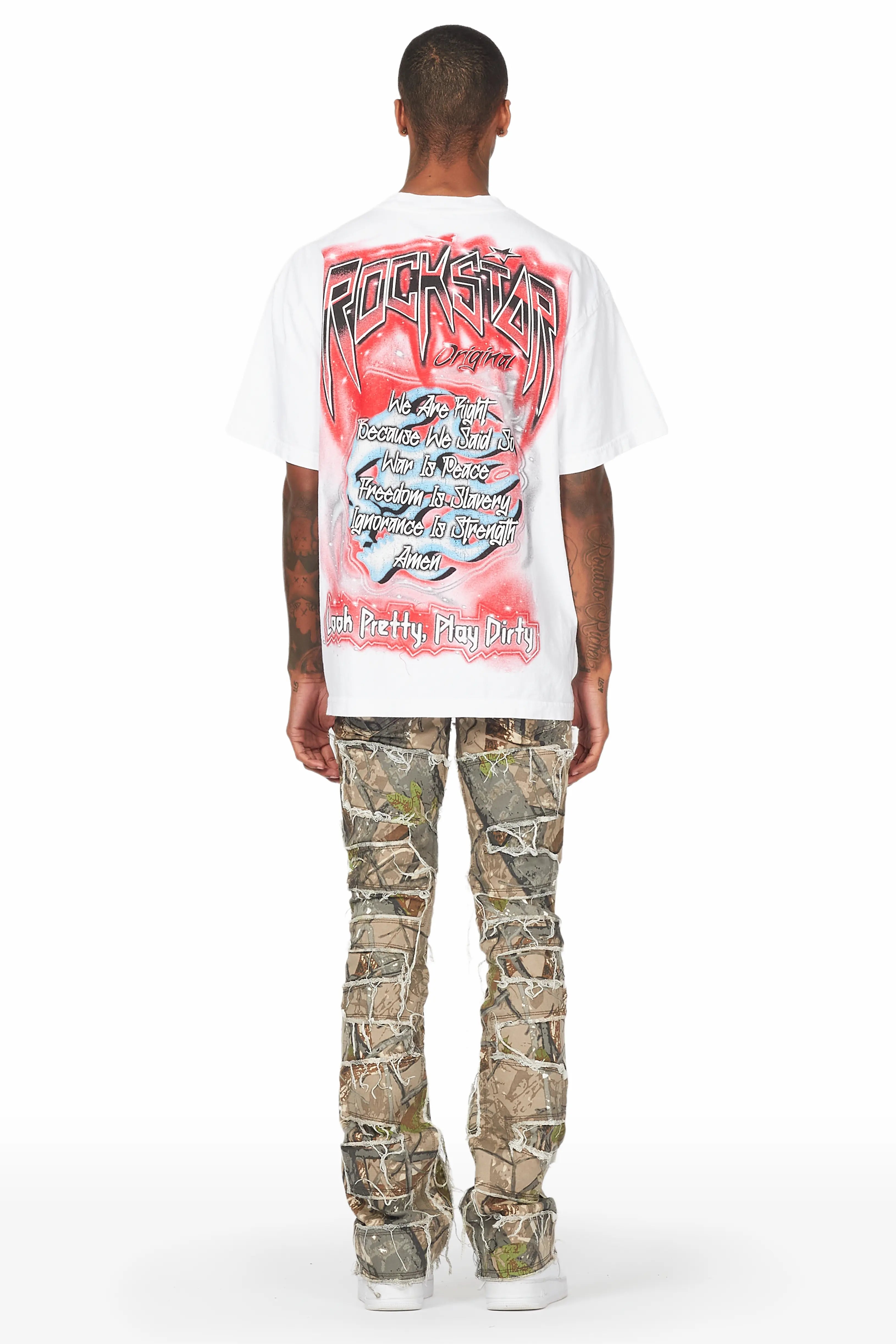 Shake Brown Tree Camo Stacked Flare Jean