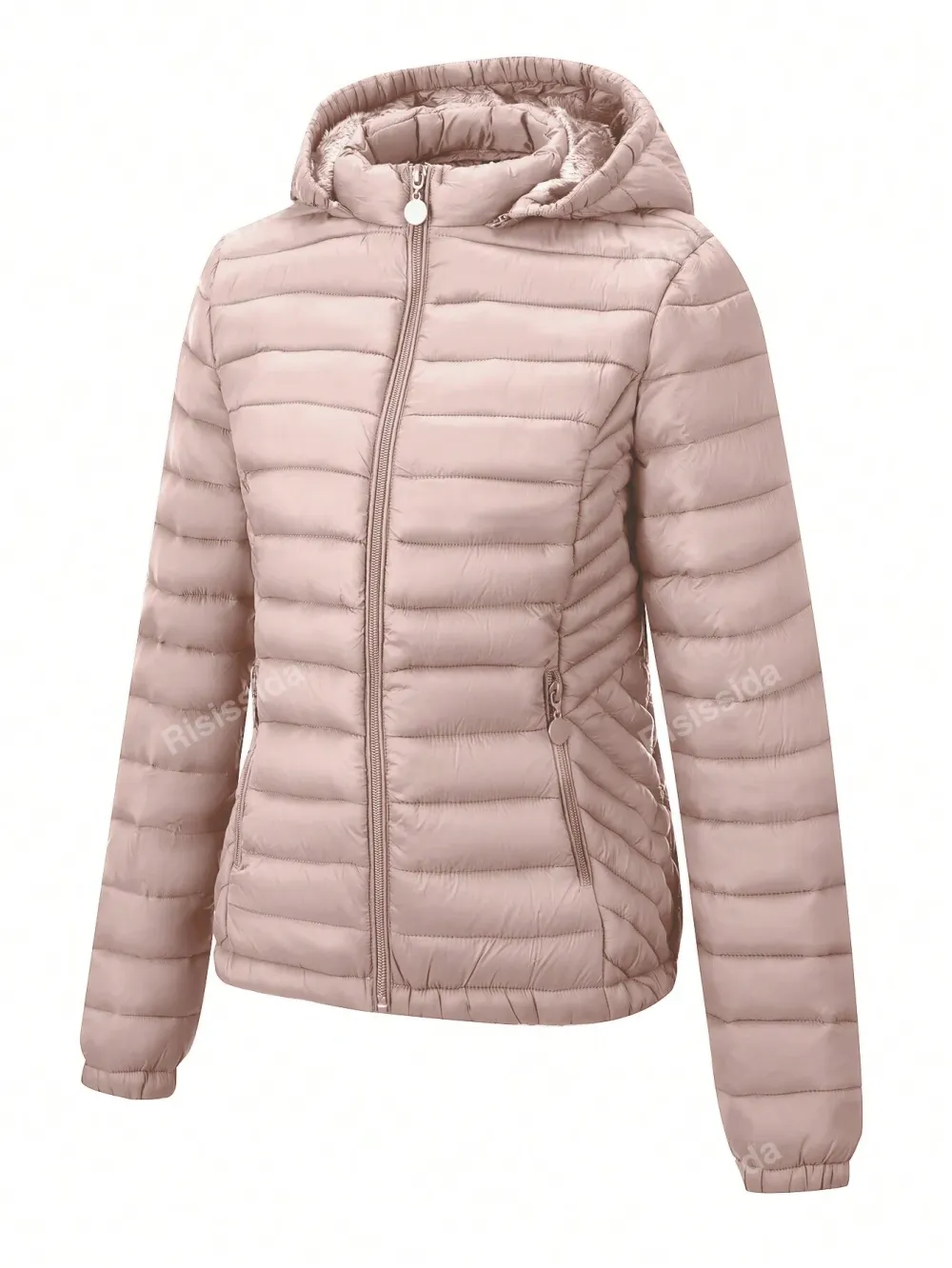Women's Minimalist Warm Hooded Padded Coat With Pockets, Puffer Jacket For Autumn/Winter