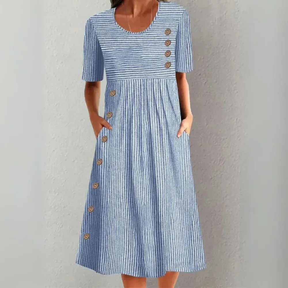 Lenna | Striped Cotton Midi Dress