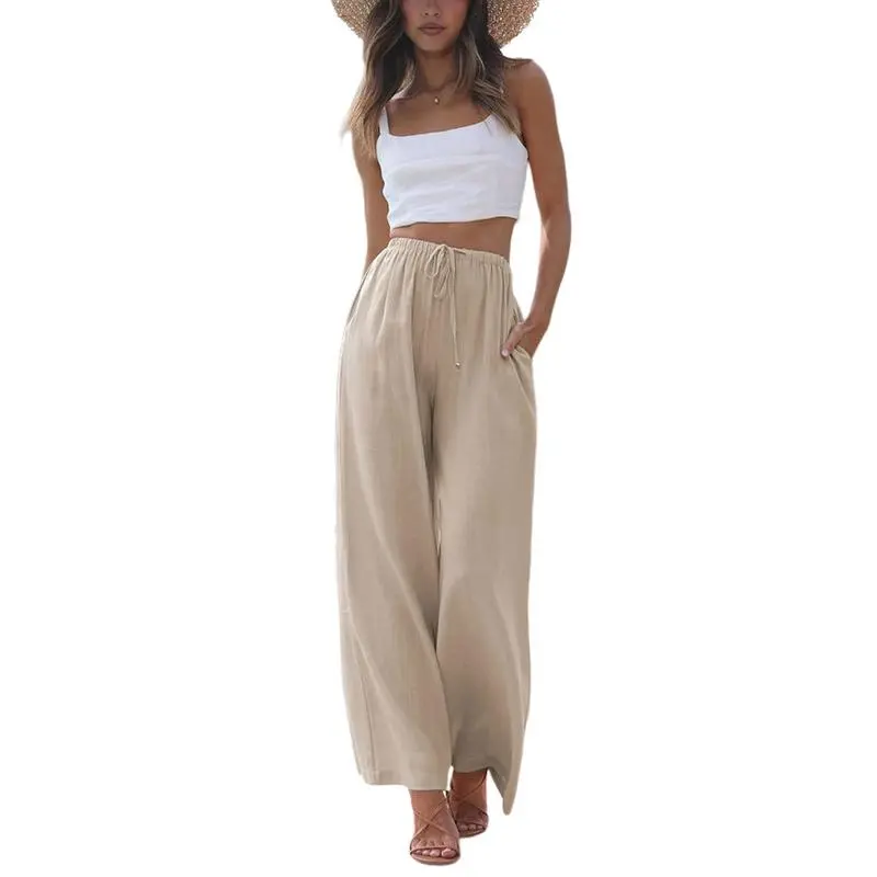 Women's Wide Leg Palazzo Pants – Lightweight Summer Trousers with Pockets