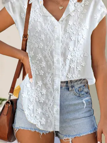 Casual Shirt Collar Blouse
