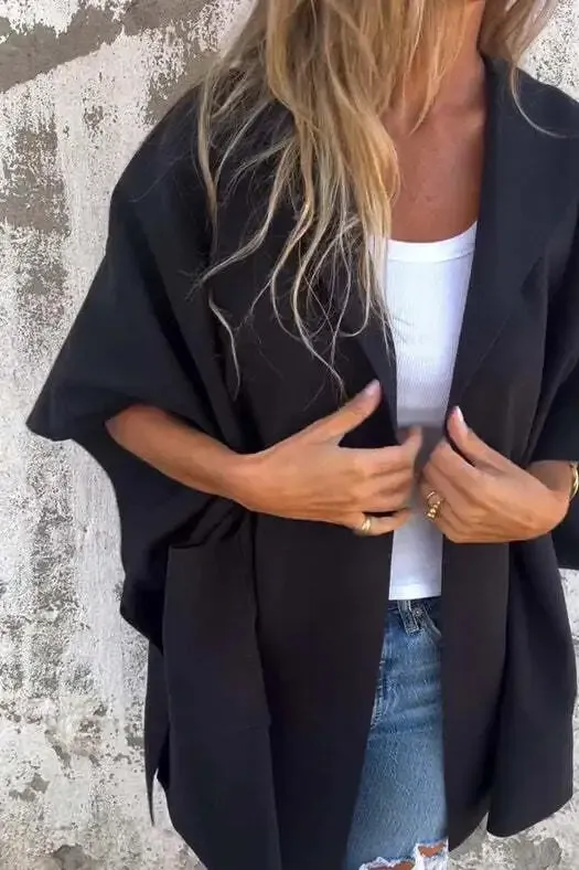 Casual Solid Color Pocket Turndown Collar Outerwear