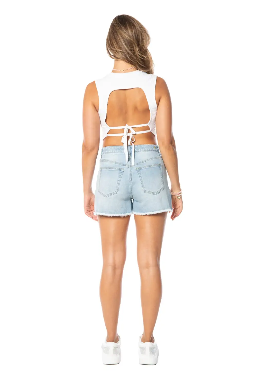 V-Front Shorts with Raw hem