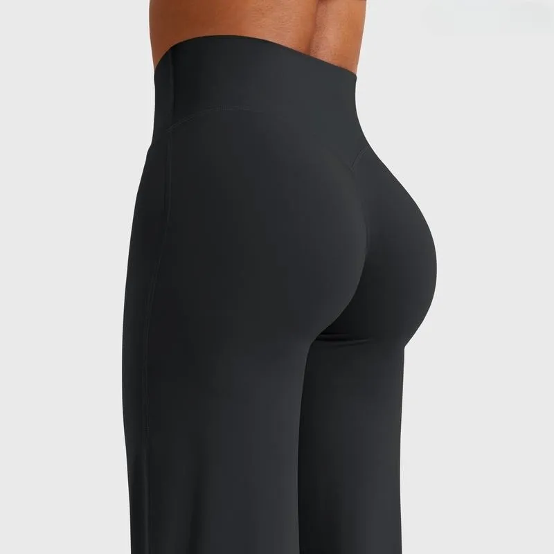 High-waisted straight-leg, seamless front-facing women's yoga leggings