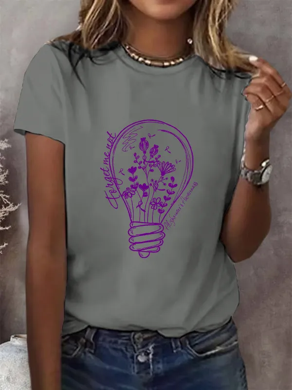 Alzheimer'S Awareness Print Casual T-Shirt