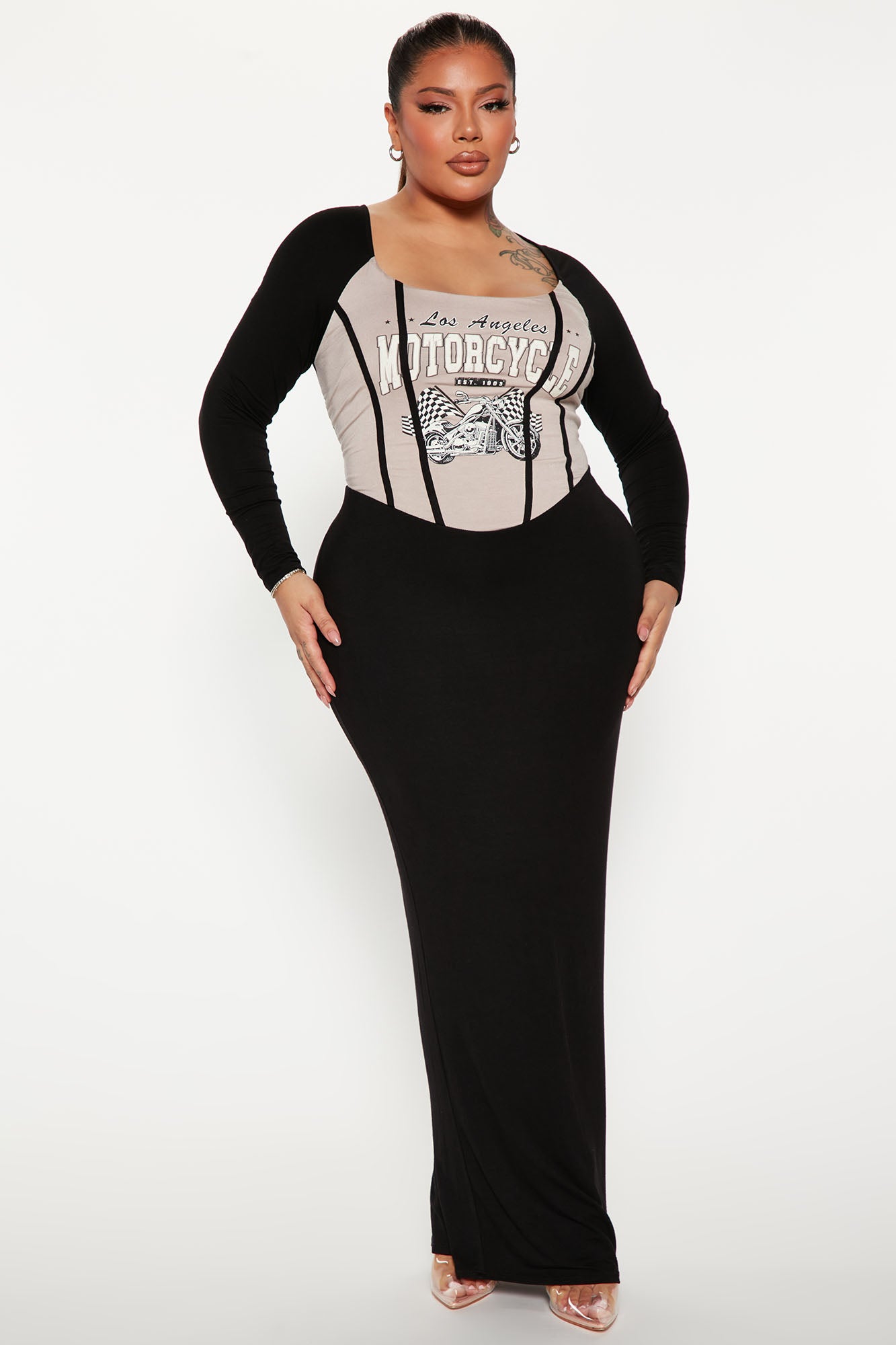 Motor Speed Midi Dress - Taupe/combo