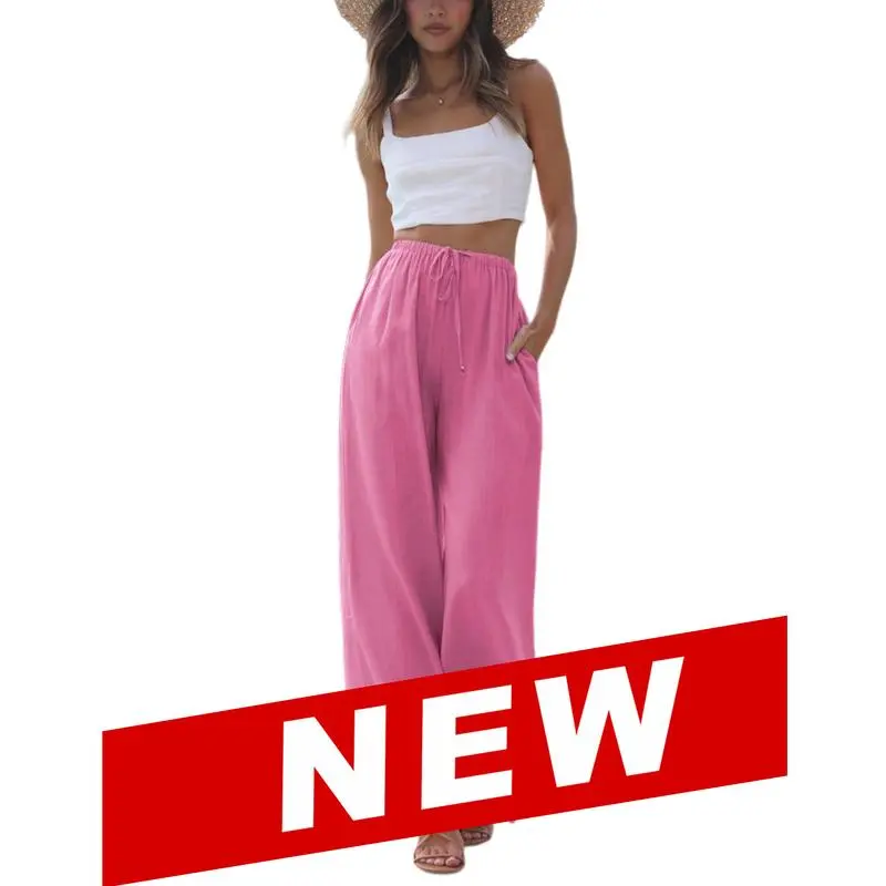 Women's Wide Leg Palazzo Pants – Lightweight Summer Trousers with Pockets