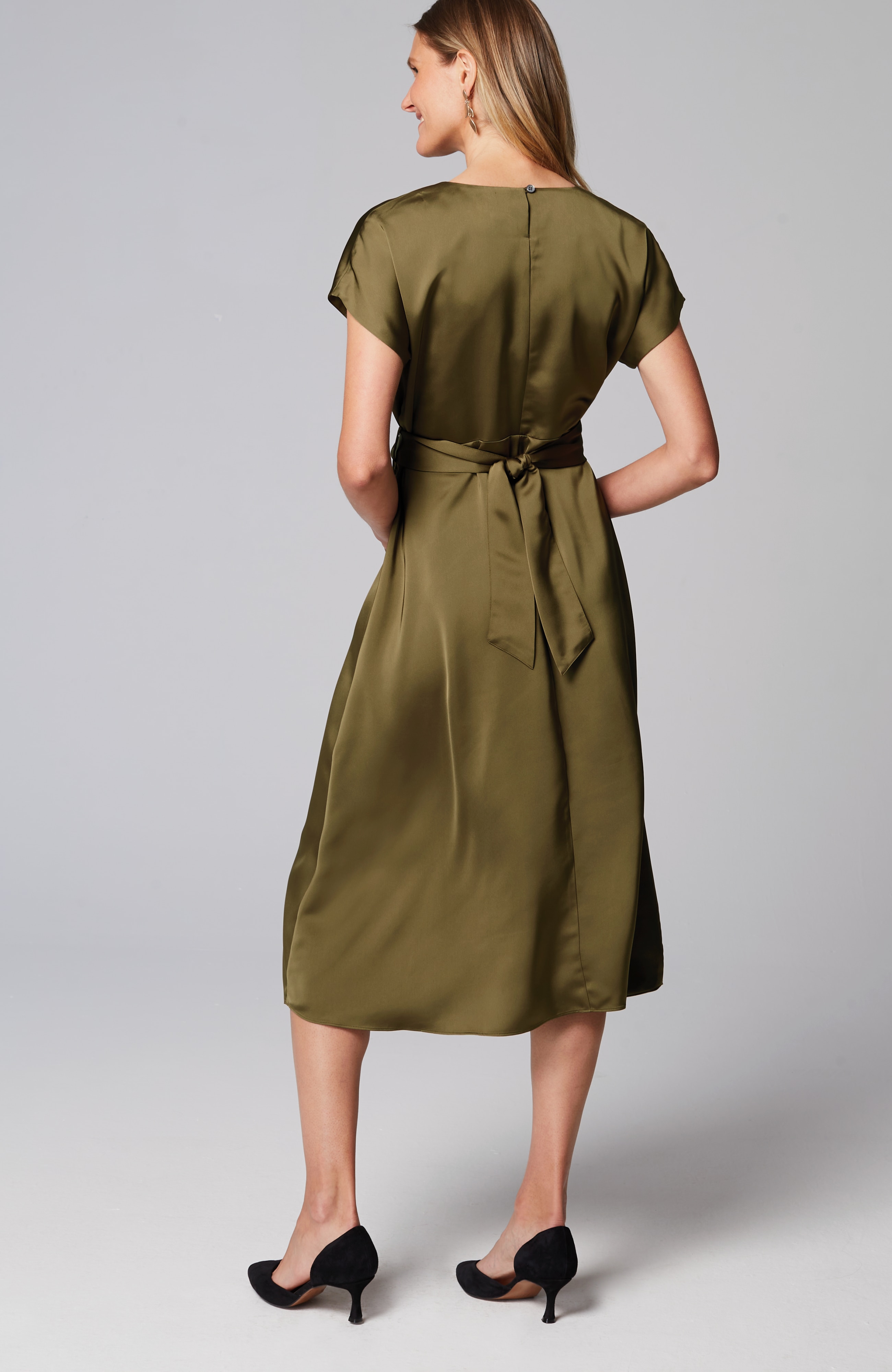 Wearever Satin Wrap-Waist Dress
