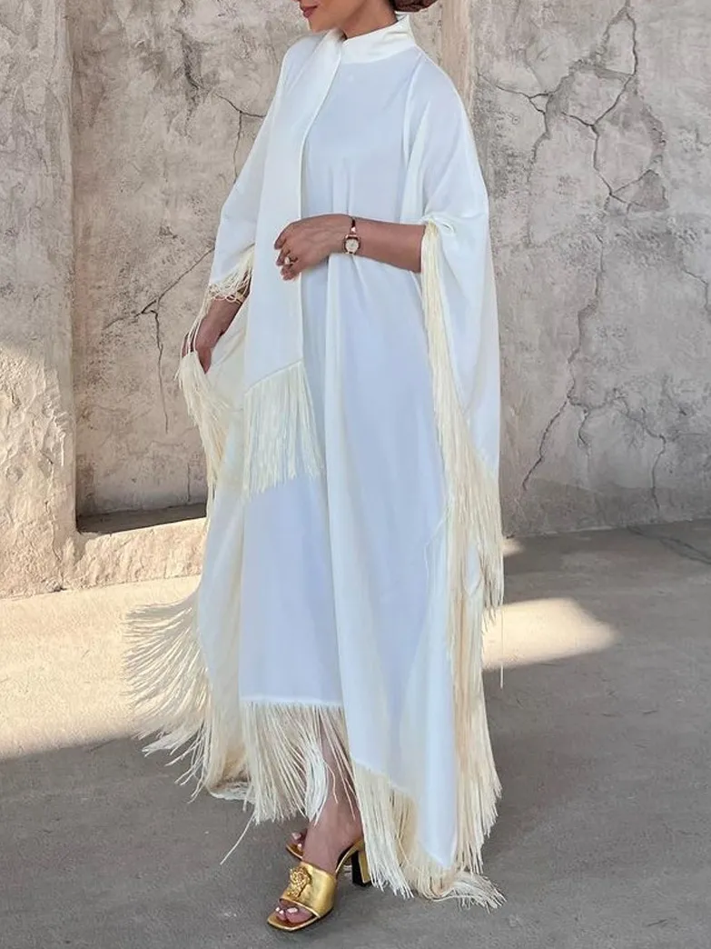 Tassel Fashion Bat Sleeve Long Dress