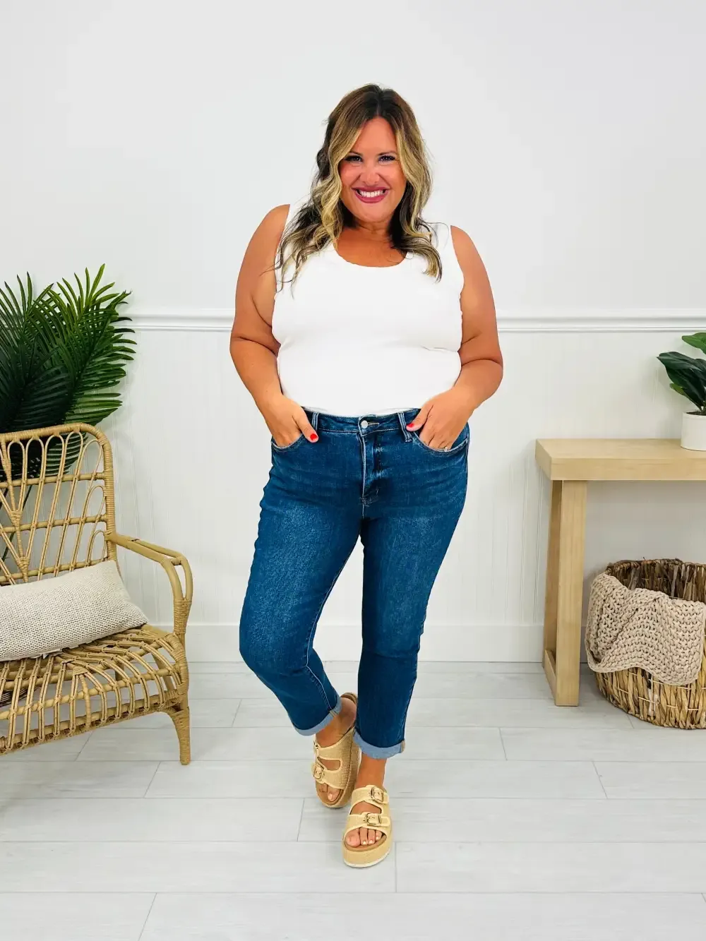 One Hundred Percent Chance Tummy Control Mom Jeans