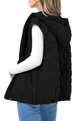 Women's Casual Hooded Zip-Up Vest Jacket