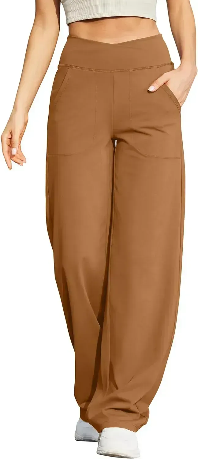 G4Free Wide Leg Pants for Women Loose Yoga Pants with Pockets Petite/Regular/Tall Stretch Casual Lounge Pants