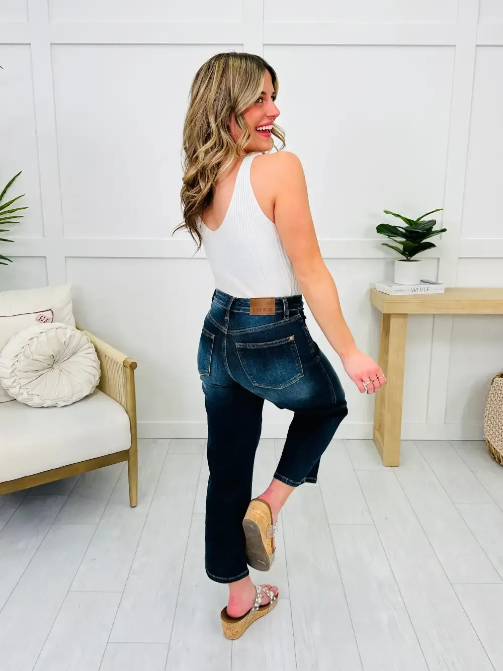 Judy Blue Dress To Impress Tummy Control Wide Leg Cropped Jeans