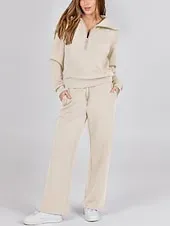 Women's Fashion Streetwear Pants Sets Bolero Top Long Sleeve Shirt Collar Solid Color Outdoor Work Casual Black Fuchsia Beige Fall Regular Fit