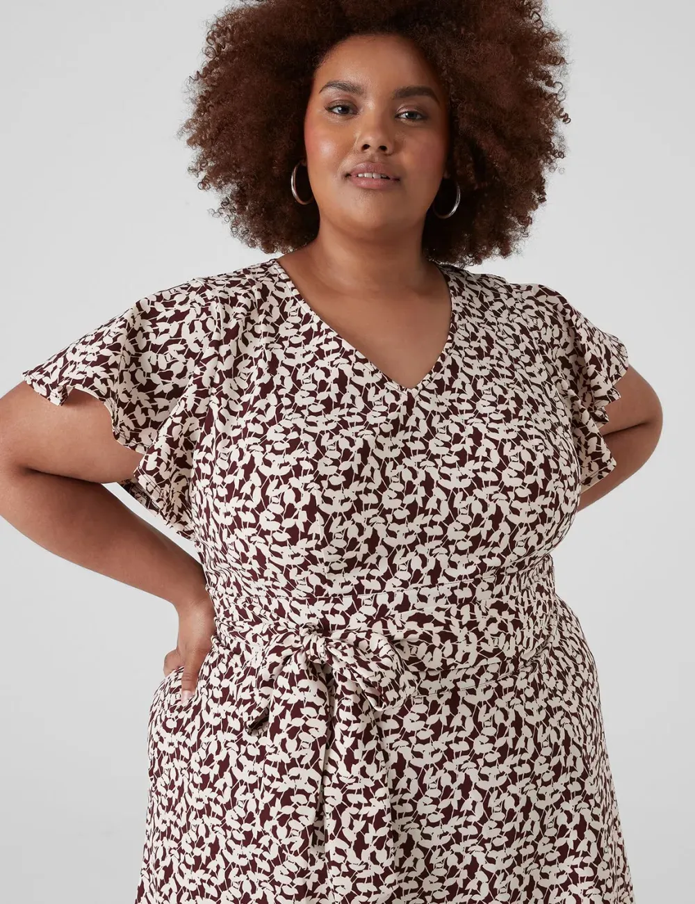 Lena V-Neck High-Low Midi Dress