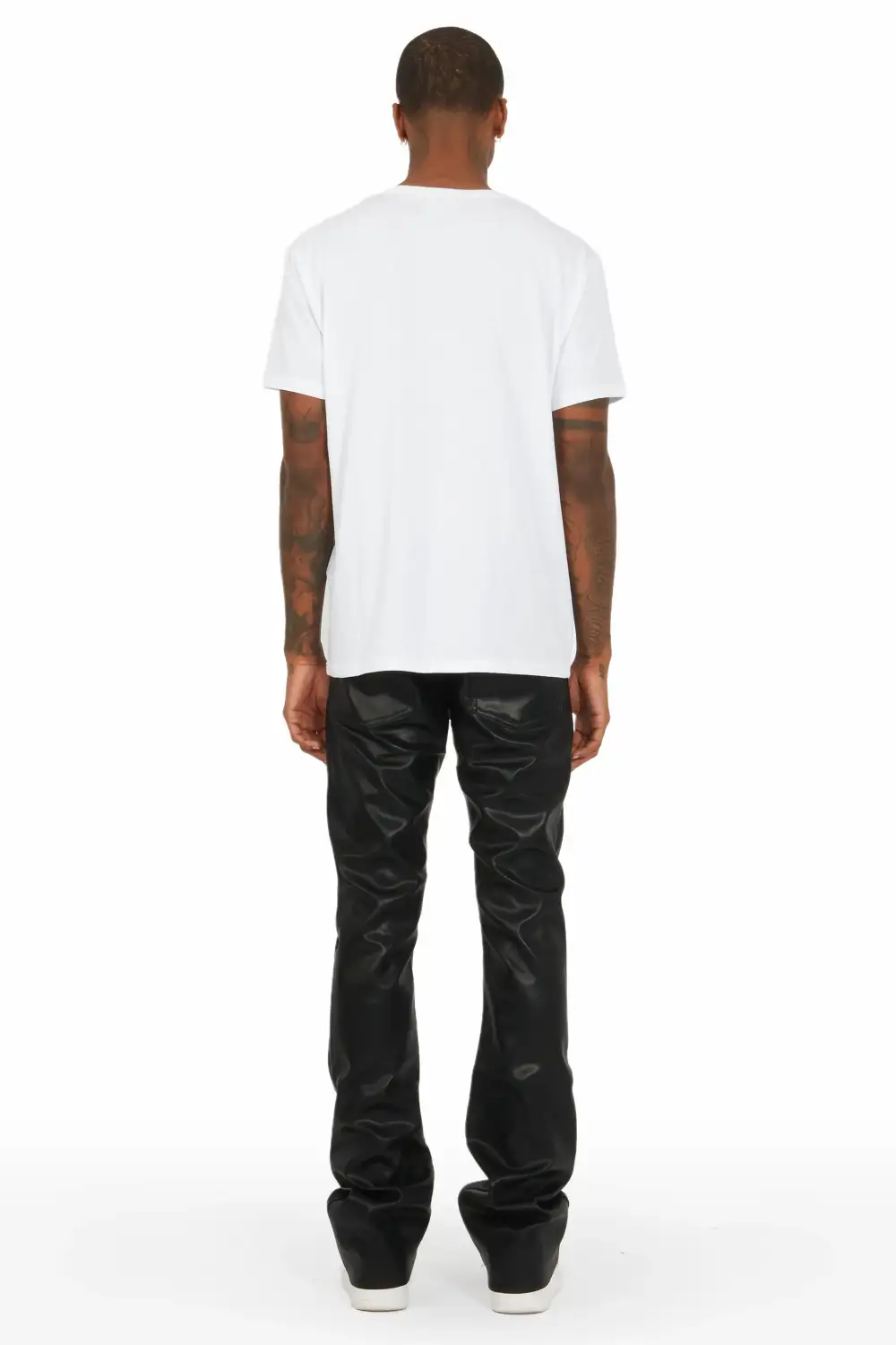 Ricky Black Faux Leather Stacked Jean