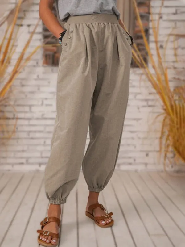 Women's Pure Color Casual Cotton Pants