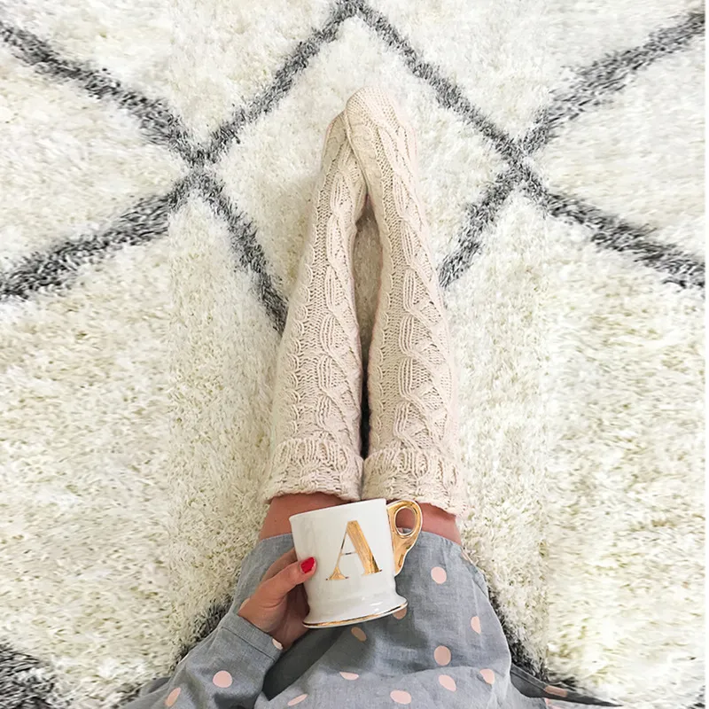 Mid Length Over The Knee Pile Wool Socks
