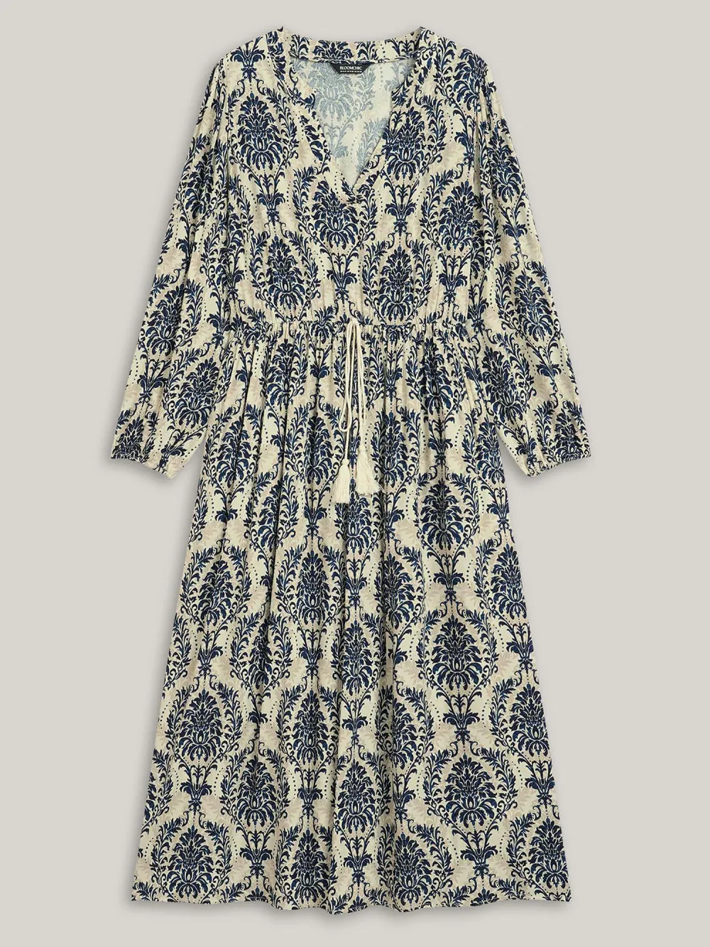 Boho Print Notched Tie Knot Maxi Dress