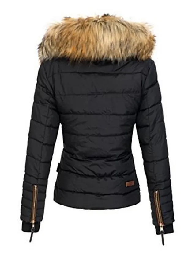 Women's Puffer Jacket Casual Daily Zipper Casual Daily Polyester Coat Winter Fall Black Zipper Hoodie Regular Fit S M L XL XXL 3XL