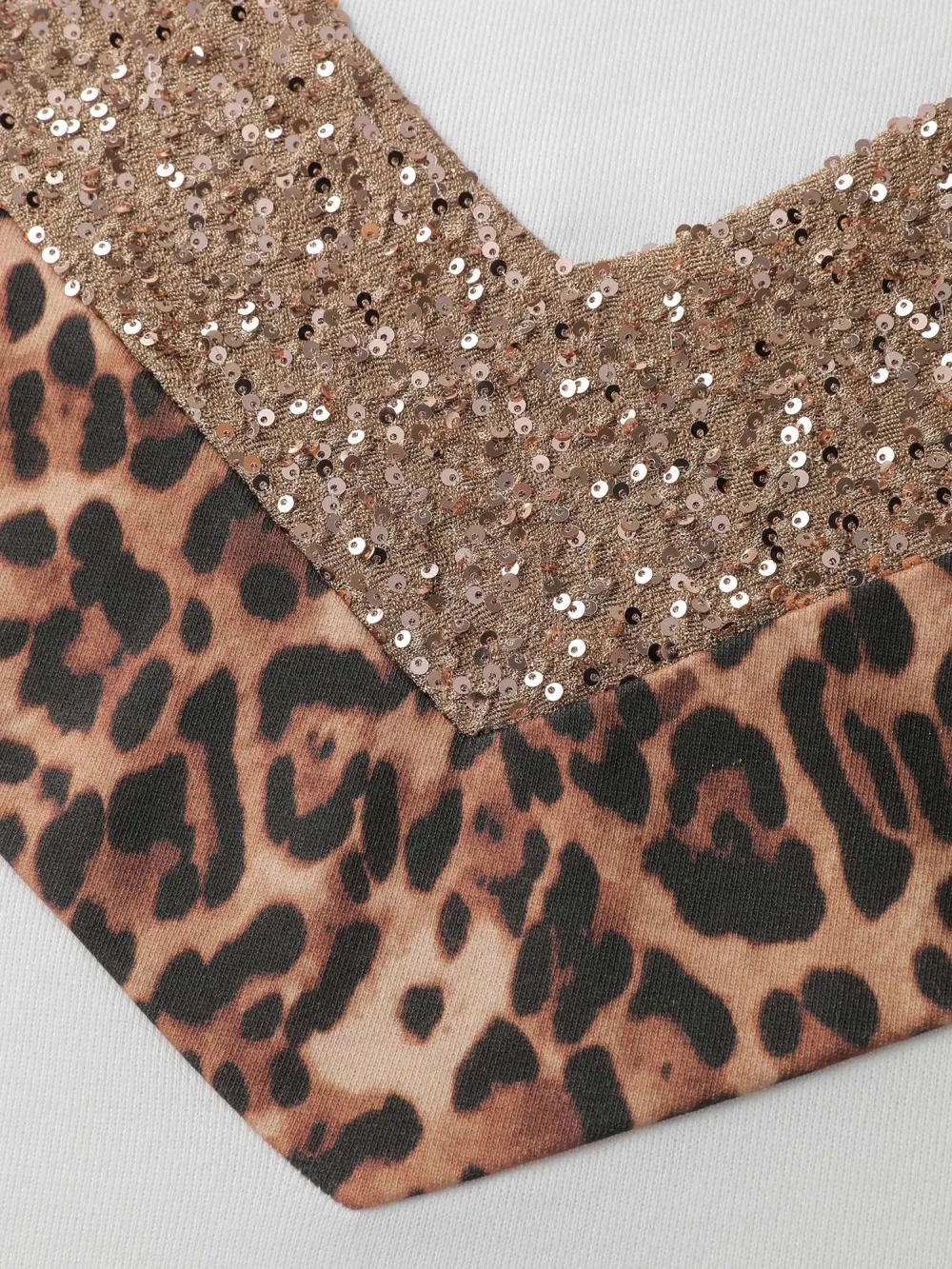 Leopard Print Sequin Contrast Sweatshirt