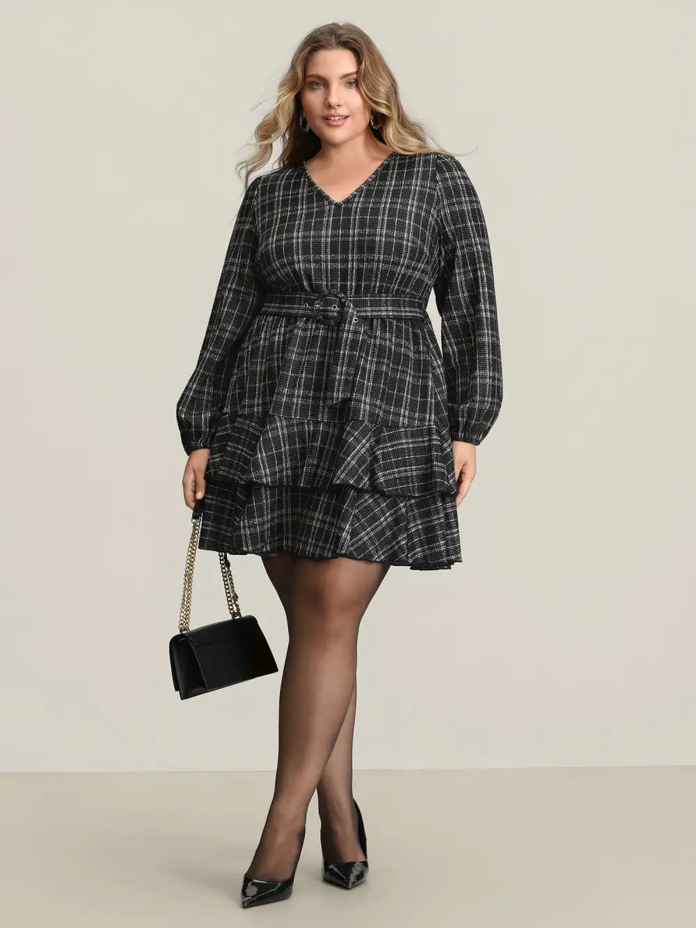 Stretchy Textured Tiered Mini Dress