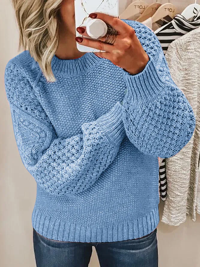 Crew Neck Jacquard Knit Sweater