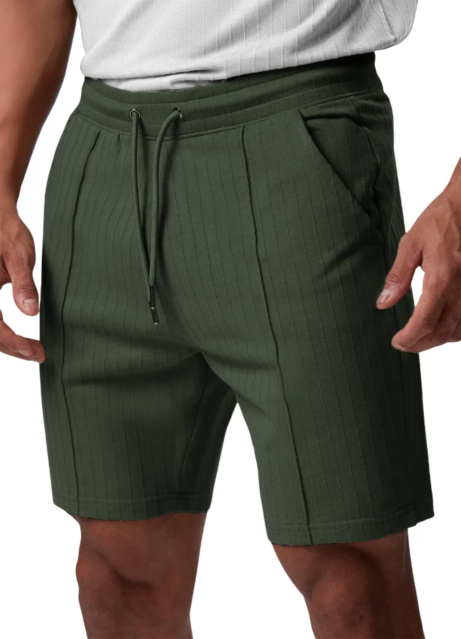 Men's Pleated Stretch Casual Shorts with Side Pockets