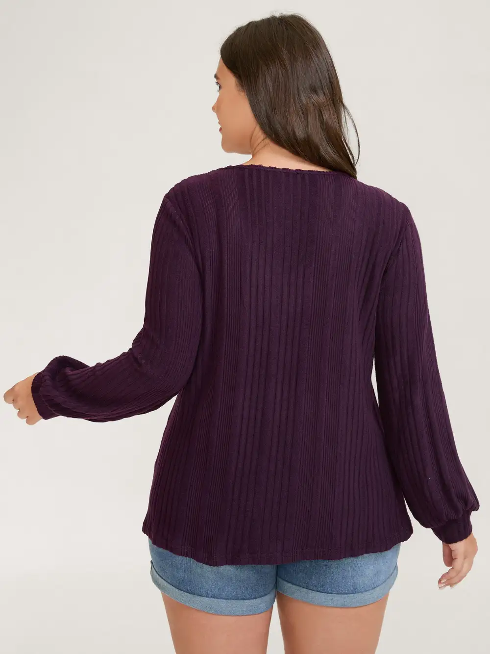 Textured Contrast Neckline Solid T-Shirt