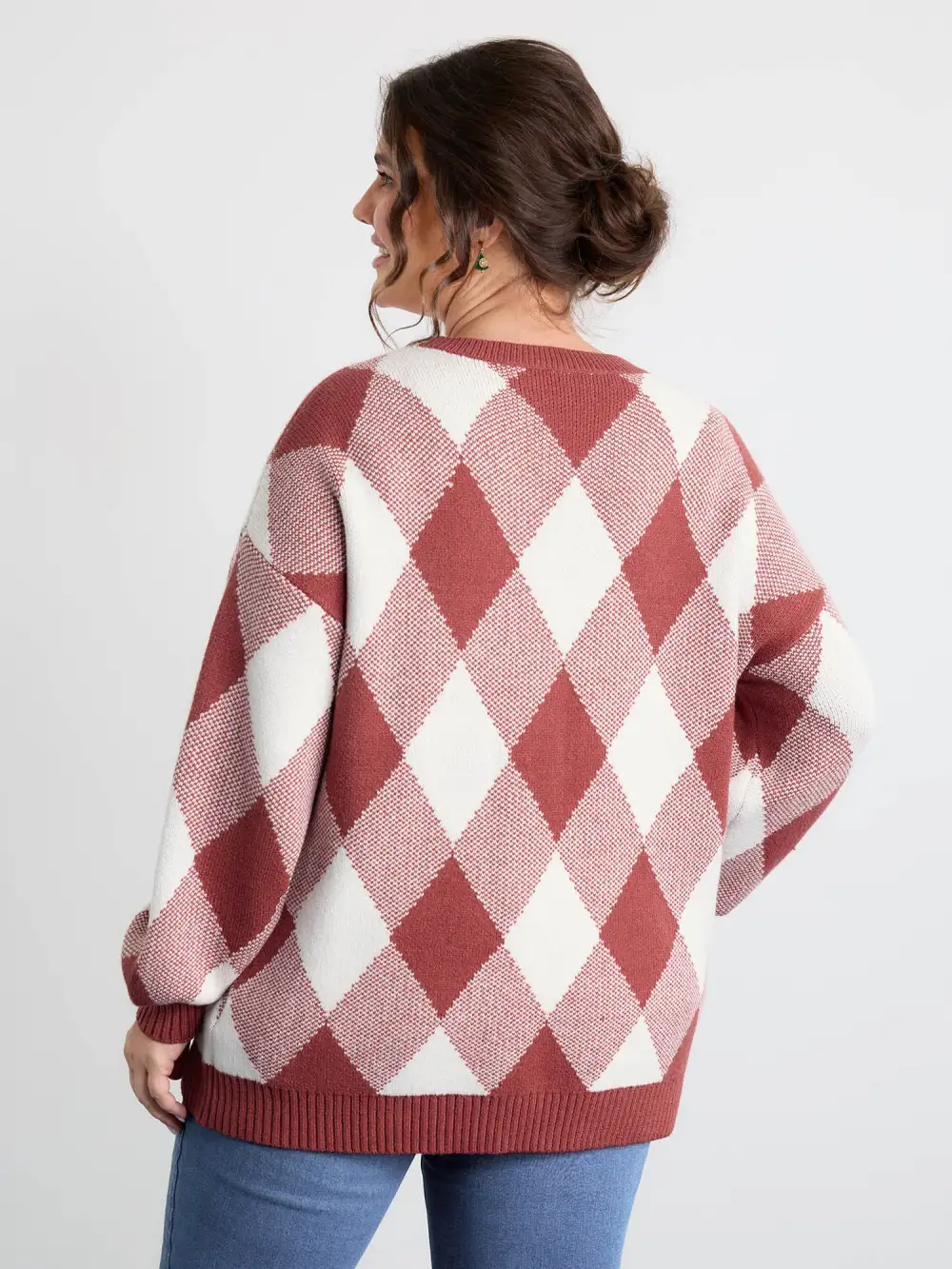 Checkered Color Contrast Pullover