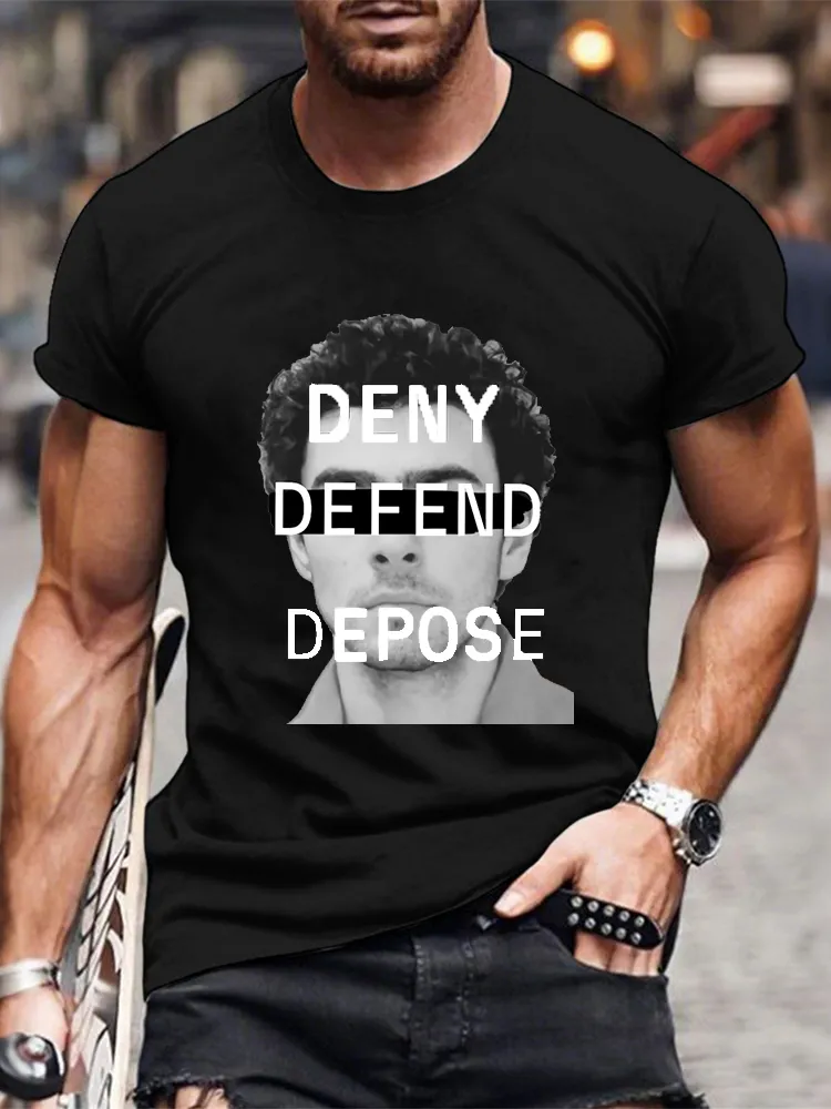 Men'S Deny Defend Depose Short Sleeve Round Neck Pure Cotton T-Shirt