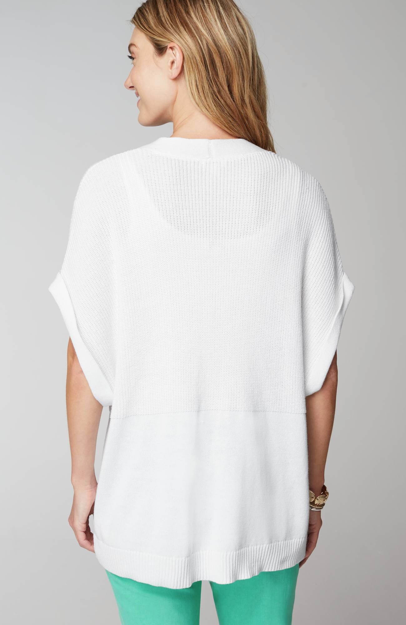 Ribbed-Detail Short-Sleeve Cardi