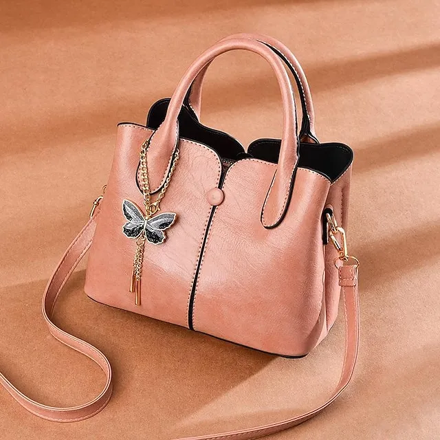 Women's Handbag Crossbody Bag Shoulder Bag PU Leather Shopping Daily Large Capacity Breathable Durable Solid Color Black White Pink