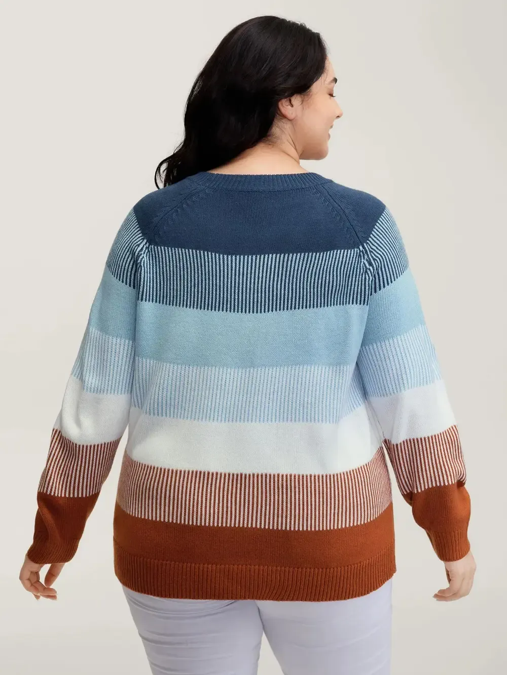 Color Stripes Textured Pullover