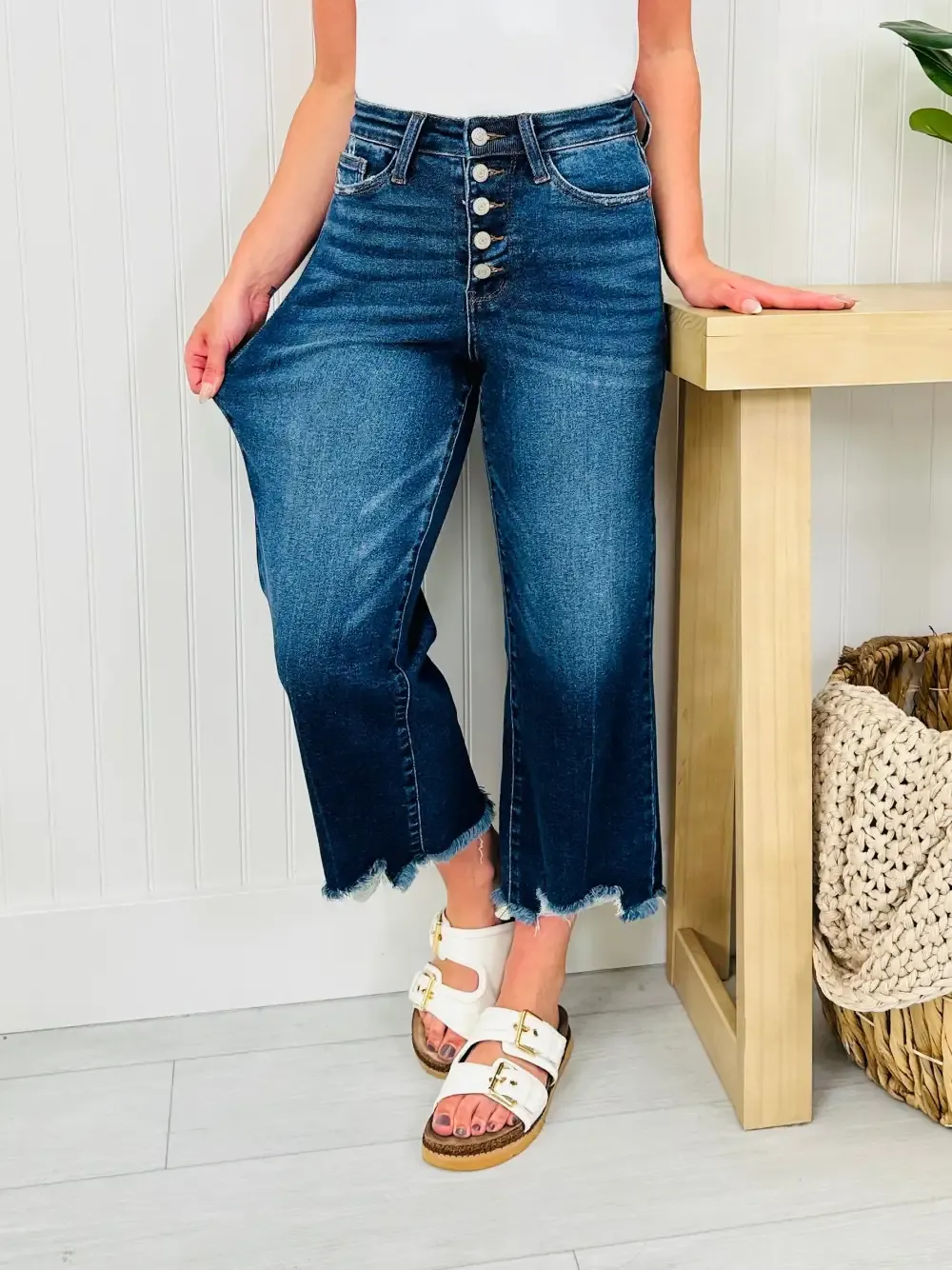 Judy Blue On The Fly Cropped Wide Leg Jeans