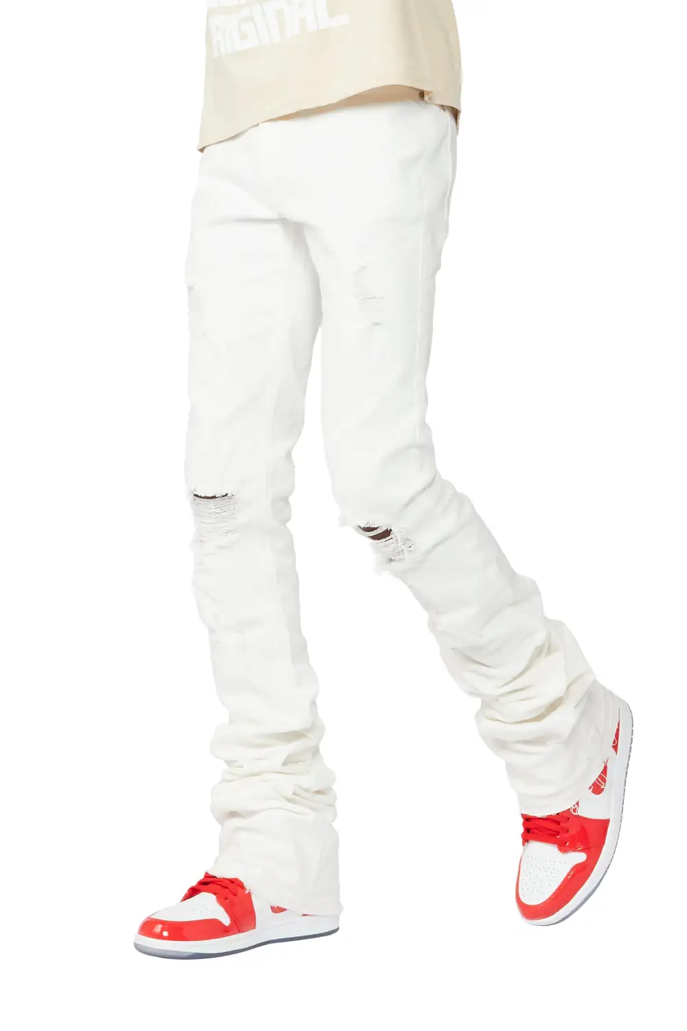 Sniper White Super Stacked Flare Jean