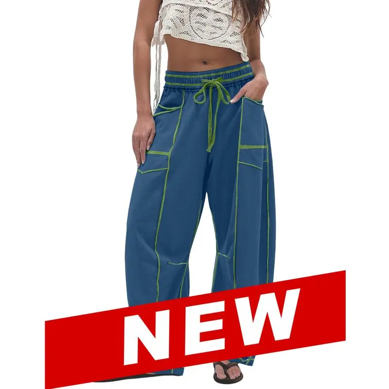 Women's High Waisted Barrel Sweatpants – Wide Leg Lounge Pants with Pockets