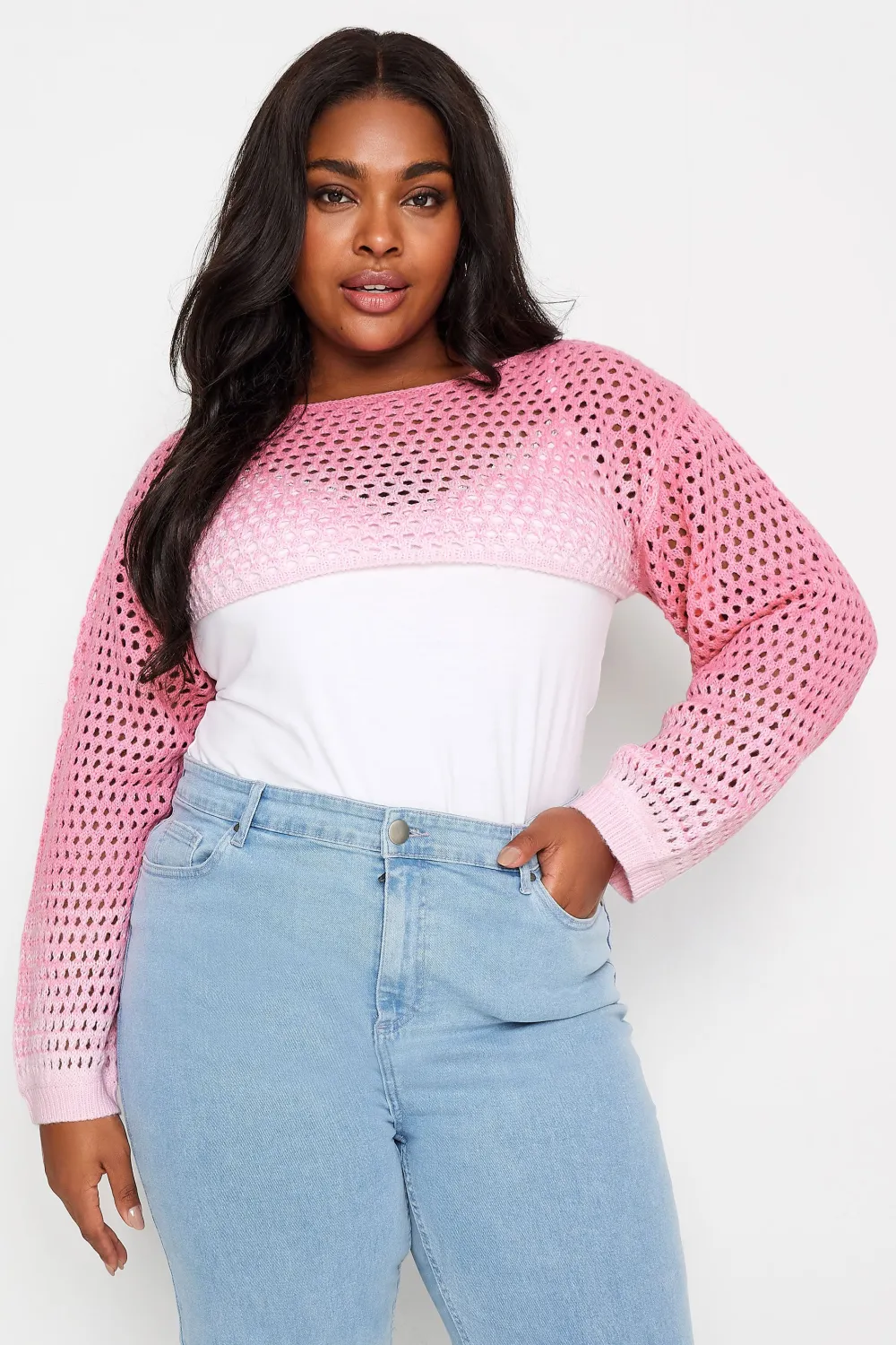 YOURS Curve Pink Ombre Crochet Arm Warmer
