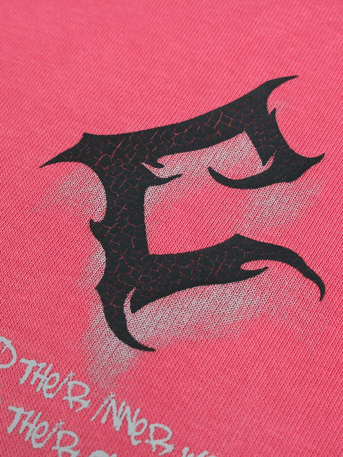 Cracked Letter Patchwork Hoodie