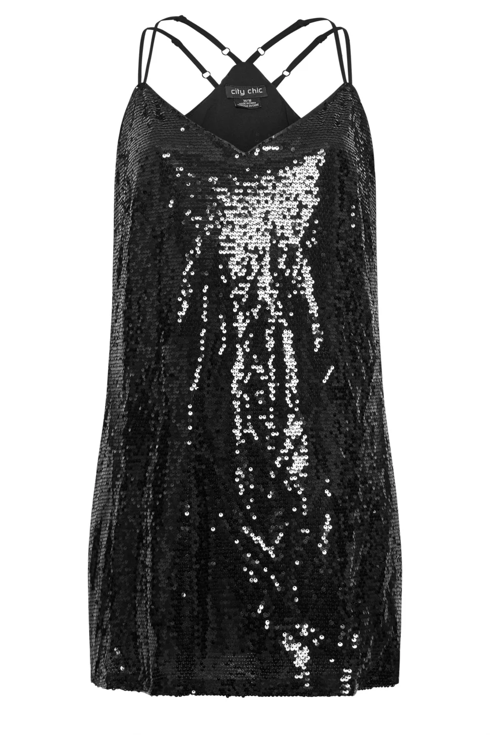 Evans Black Sequin Shift Mini Dress