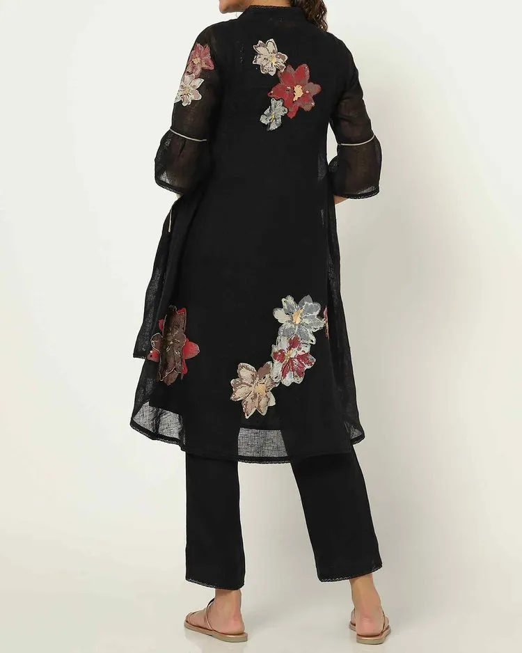 Elegant Floral Print Top Pants Set