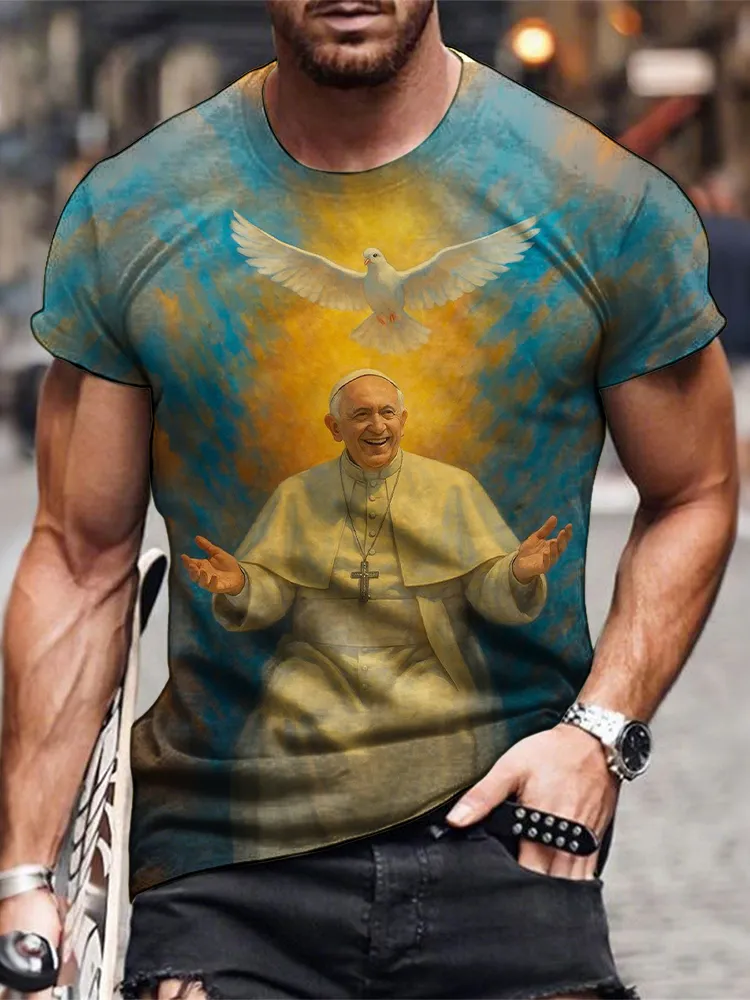 Men's Thank You Father 1936-2025 Print Short Sleeve Round Neck Cotton T-Shirt