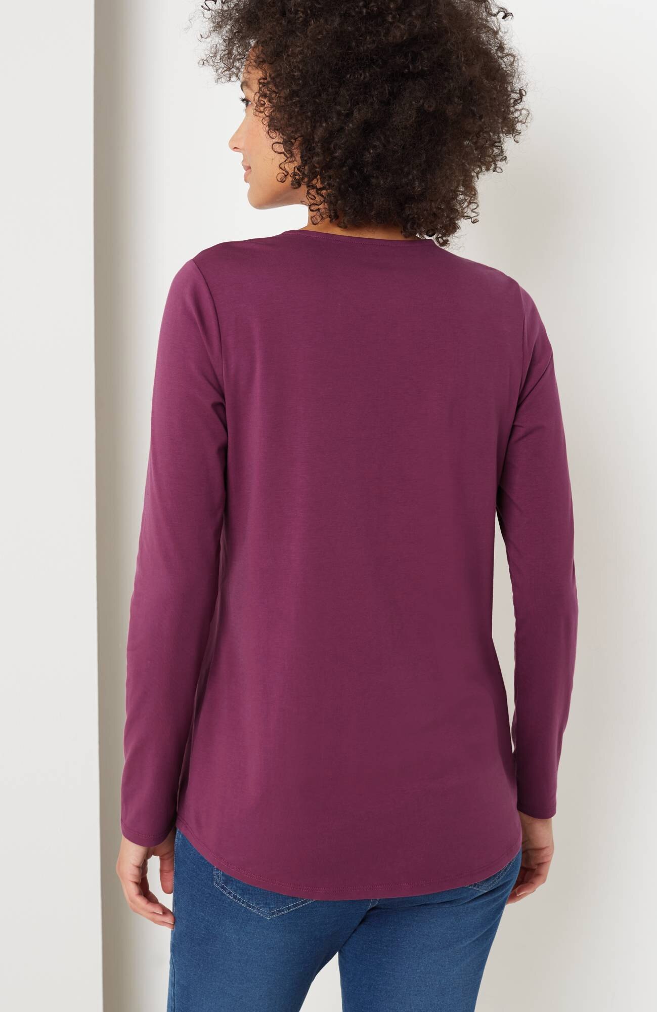 pure jill long-sleeve shirttail tee