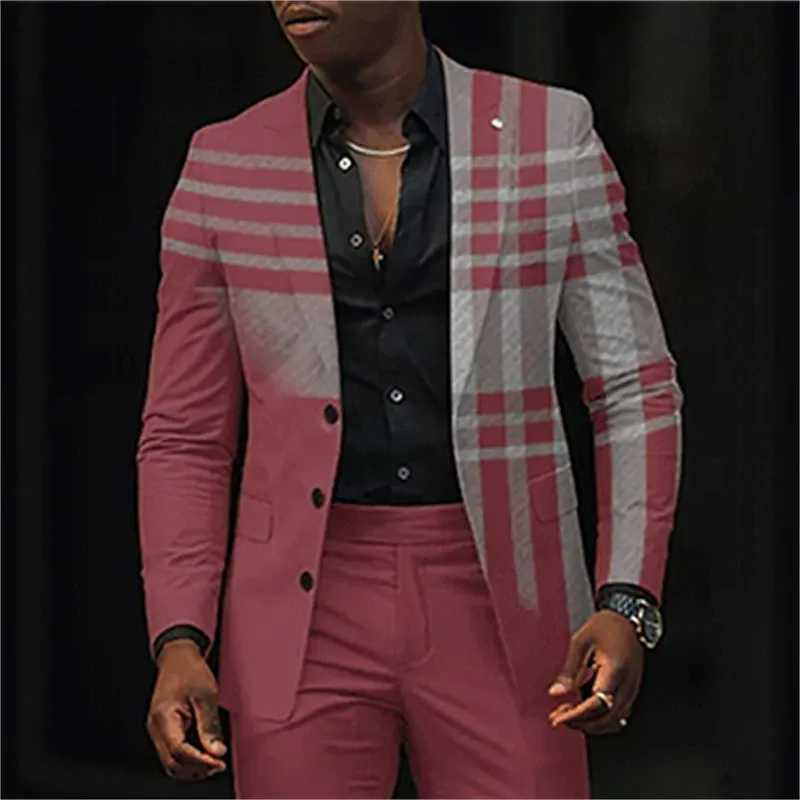 Men's Business Ombre Peak Lapel Blazer & Straight Pants 2Pcs Set