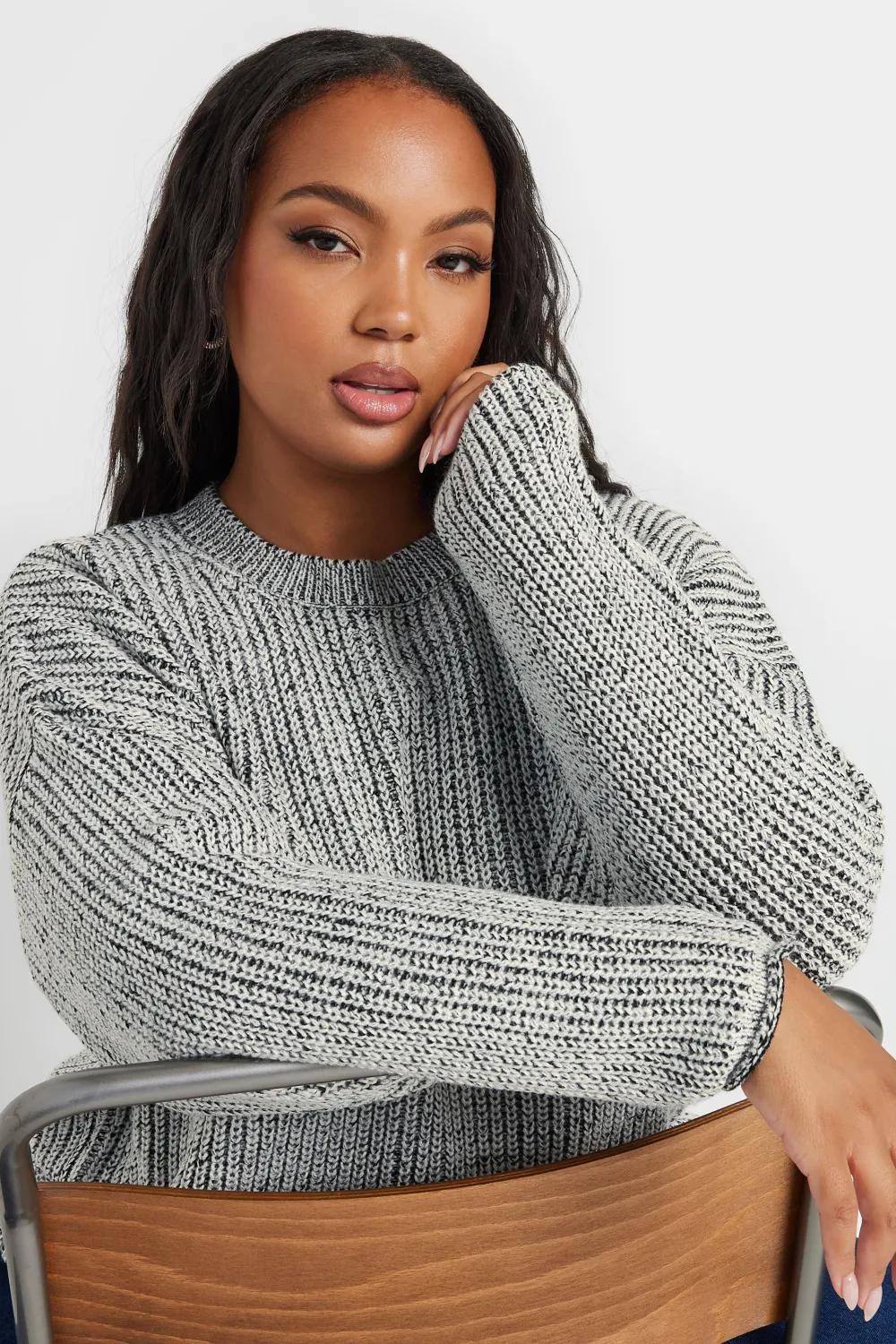 YOURS Curve Navy Blue Drop Shoulder Knitted Jumper