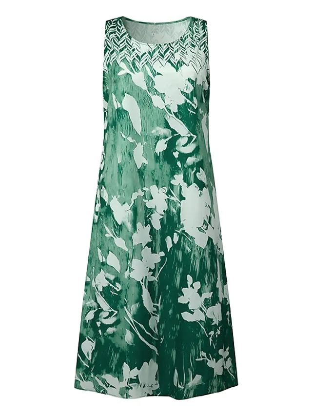 Women‘s Dress Set Two Piece Dress Midi Dress Green Blue Gray Half Sleeve Floral Print Summer Spring U Neck Casual 2023 S M L XL XXL 3XL