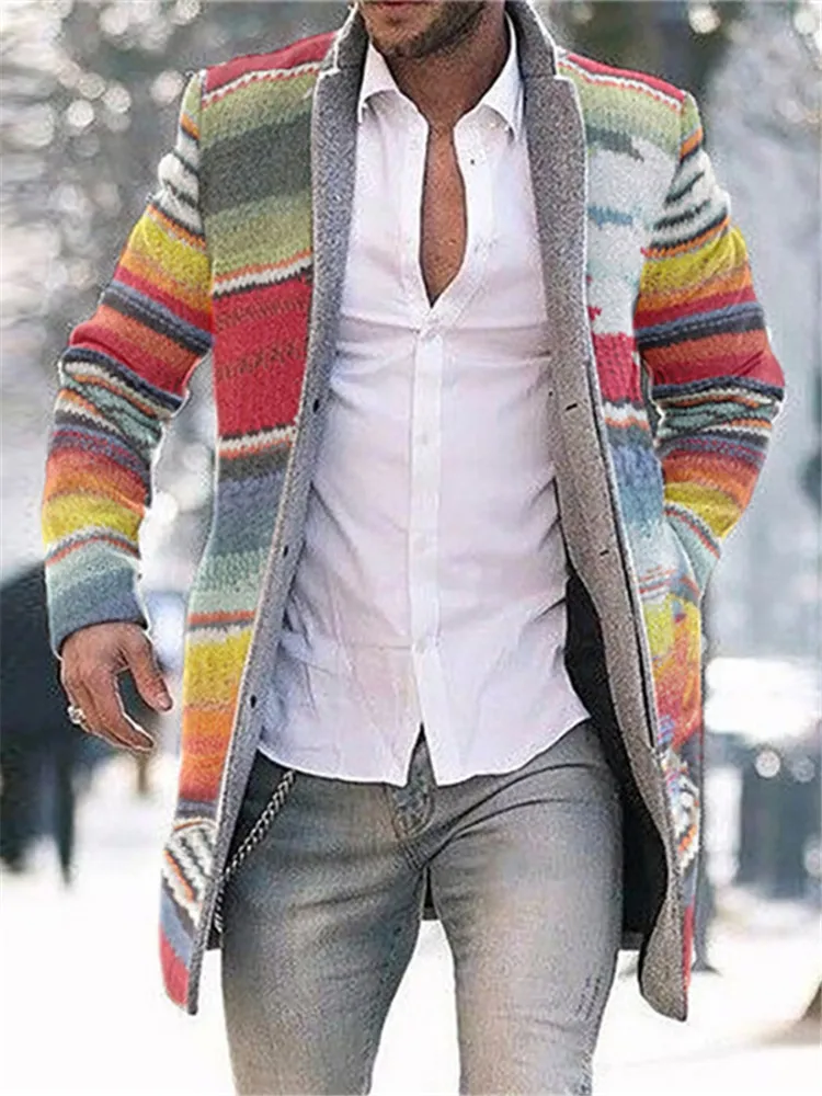Fashion Business Rainbow Print Coat